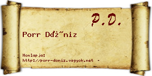 Porr Döniz névjegykártya